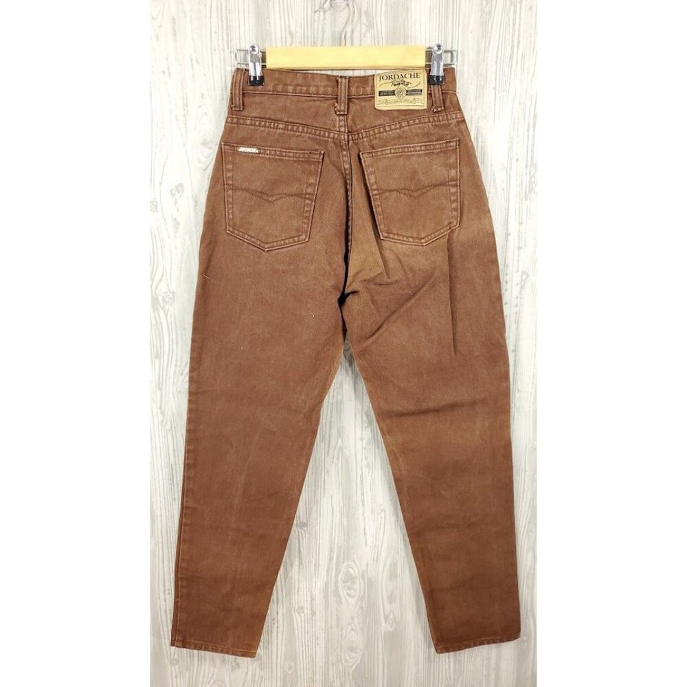 Vintage 90s Jordache Jean Mom Jean Tapered Leg High Waist Relaxed Brown Denim - Picture 6 of 8
